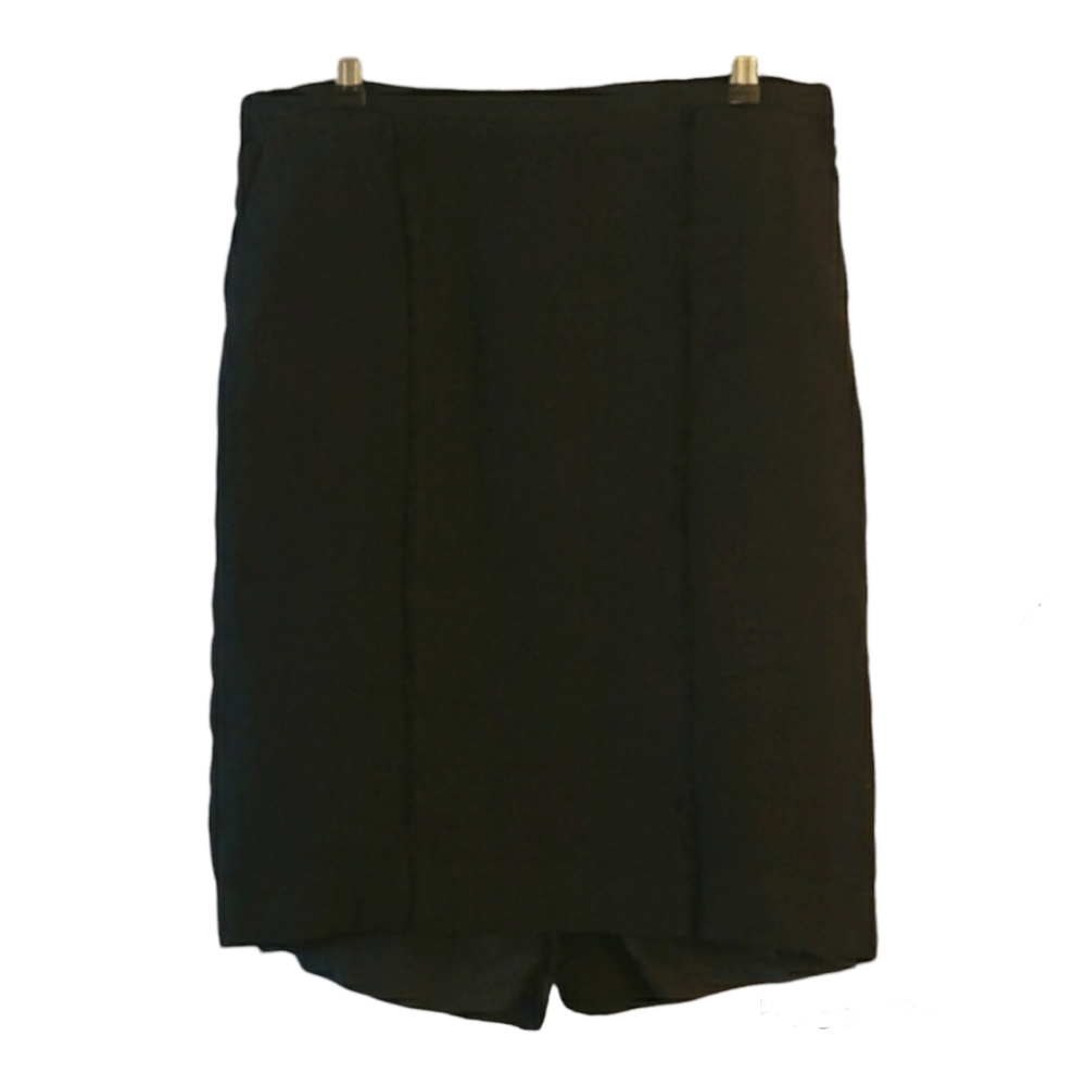 Max Mara Black Linen Slit Back Skirt Size 16